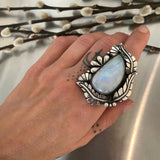 The Eden Ring- Rainbow Moonstone and Sterling Silver- Finished to Size or as a Pendant