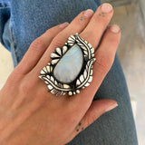 The Eden Ring- Rainbow Moonstone and Sterling Silver- Finished to Size or as a Pendant