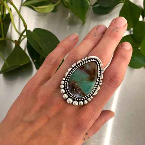 The Endless Summer Ring- Turkish Chrysoprase and Sterling Silver- Finished to Size or as a Pendant