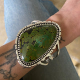 The Foliage Cuff- Size M/L- Bamboo Mountain Turquoise and Sterling Silver Bracelet