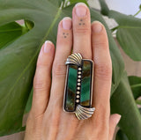 The Fountain Ring - Blue Opal Petrified Wood and Sterling Silver- Finished to Size or as a Pendant