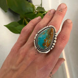 The Gaia Ring- Kingman Turquoise and Sterling Silver- Finished to Size or as a Pendant