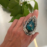 The Garland Ring- Morenci II Turquoise and Sterling Silver- Finished to Size or as a Pendant