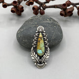 The Hollyhock Ring- Bao Canyon Turquoise and Sterling Silver- Finished to Size or as a Pendant