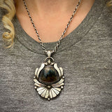The Inferno Necklace- Midnight Inferno Jasper and Sterling Silver- 18" Sterling Chain Included