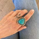 The Azure Seas Ring - Natural Royston Turquoise and Sterling Silver- Finished to Size or as a Pendant