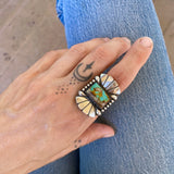 The Phoenix Ring #1- Natural Royston Ribbon Turquoise and Sterling Silver- Finished to Size or as a Pendant