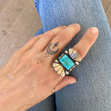 The Phoenix Ring #2- Natural Royston Turquoise and Sterling Silver- Finished to Size or as a Pendant