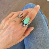 The Broken Arrow Blossom Ring- Natural Broken Arrow Variscite and Sterling Silver- Finished to Size or as a Pendant