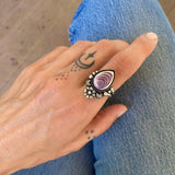 The Wampum Shell Blossom Ring- Wampum Shell and Sterling Silver- Finished to Size or as a Pendant