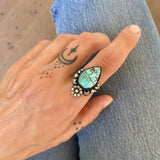 The Royston Blossom Ring- Natural Royston Turquoise and Sterling Silver- Finished to Size or as a Pendant