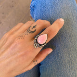 The Conch Shell Blossom Ring- Pink Conch Shell and Sterling Silver- Finished to Size or as a Pendant