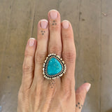 The Azure Seas Ring - Natural Royston Turquoise and Sterling Silver- Finished to Size or as a Pendant