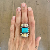 The Phoenix Ring #2- Natural Royston Turquoise and Sterling Silver- Finished to Size or as a Pendant