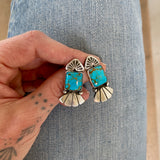 The Cupid's Arrow Earrings- Kingman Turquoise and Sterling Silver