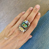 The Phoenix Ring #1- Natural Royston Ribbon Turquoise and Sterling Silver- Finished to Size or as a Pendant