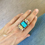 The Phoenix Ring #2- Natural Royston Turquoise and Sterling Silver- Finished to Size or as a Pendant