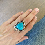 The Azure Seas Ring - Natural Royston Turquoise and Sterling Silver- Finished to Size or as a Pendant