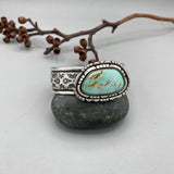 The Wildflower Cuff #1- Finished to Size- Natural Royston Turquoise and Stamped Sterling Silver Bracelet