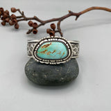 The Wildflower Cuff #1- Finished to Size- Natural Royston Turquoise and Stamped Sterling Silver Bracelet