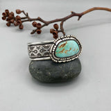 The Wildflower Cuff #1- Finished to Size- Natural Royston Turquoise and Stamped Sterling Silver Bracelet
