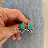 The Blossom Earrings- Natural Royston Turquoise and Sterling Silver