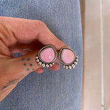 The Halo Earrings- Pink Conch Shell and Sterling Silver