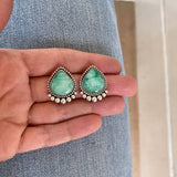 The Halo Earrings- Natural Broken Arrow Variscite and Sterling Silver