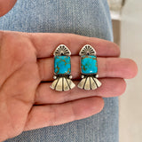 The Cupid's Arrow Earrings- Kingman Turquoise and Sterling Silver