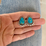 The Halo Earrings- Royston Turquoise and Sterling Silver