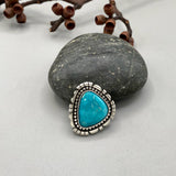 The Azure Seas Ring - Natural Royston Turquoise and Sterling Silver- Finished to Size or as a Pendant