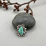 The Flora Ring 1- Natural Royston Turquoise and Sterling Silver- Finished to Size or as a Pendant