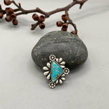 The Flora Ring 3- Natural Royston Turquoise and Sterling Silver- Finished to Size or as a Pendant