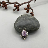 The Wampum Shell Blossom Ring- Wampum Shell and Sterling Silver- Finished to Size or as a Pendant