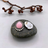 The Halo Earrings- Pink Conch Shell and Sterling Silver