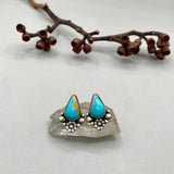 The Blossom Earrings- Natural Royston Turquoise and Sterling Silver
