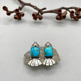 The Cupid's Arrow Earrings- Kingman Turquoise and Sterling Silver