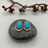 The Halo Earrings- Royston Turquoise and Sterling Silver