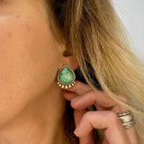 The Halo Earrings- Natural Broken Arrow Variscite and Sterling Silver