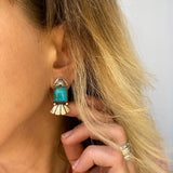 The Cupid's Arrow Earrings- Kingman Turquoise and Sterling Silver