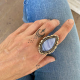 The Cirrus Ring - Blue Lace Agate and Sterling Silver- Finished to Size or as a Pendant