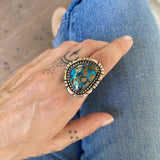 The Galaxy Ring - Morenci II Turquoise and Sterling Silver- Finished to Size or as a Pendant