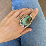 The Halo Ring- Natural Pilot Mountain Turquoise and Sterling Silver- Finished to Size or as a Pendant