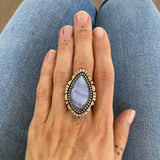 The Cirrus Ring - Blue Lace Agate and Sterling Silver- Finished to Size or as a Pendant