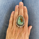 The Halo Ring- Natural Pilot Mountain Turquoise and Sterling Silver- Finished to Size or as a Pendant