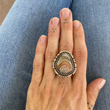 The Ether Ring - Laguna Agate and Sterling Silver- Finished to Size or as a Pendant