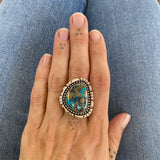 The Galaxy Ring - Morenci II Turquoise and Sterling Silver- Finished to Size or as a Pendant