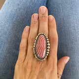 The Peony Ring- Rhodochrosite and Sterling Silver- Finished to Size or as a Pendant