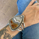 The Superhero Cuff- Size S/M- Crazy Lace Agate and Sterling Silver Bracelet