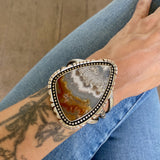The Superhero Cuff- Size S/M- Crazy Lace Agate and Sterling Silver Bracelet